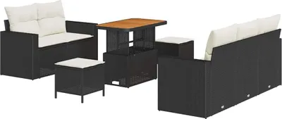 Immagine prodotto di vidaXL Set di divani da giardino con cuscini 8 pezzi in polirattan nero