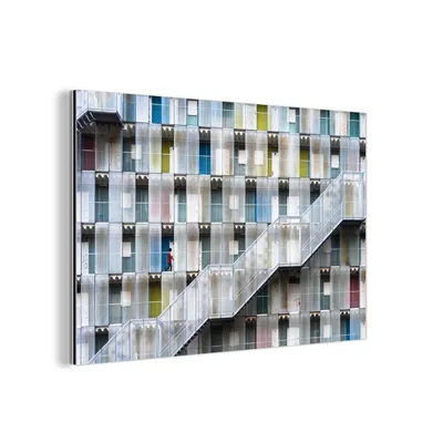 Obrázek produktu pro MuchoWow® Hliníkové obrazy Nástěnná dekorace Kovový obraz na zeď 60x40 cm Dveře - Byty - Schody - Barevné hliníkové obrazy Dibond Wall Art - Obrazy