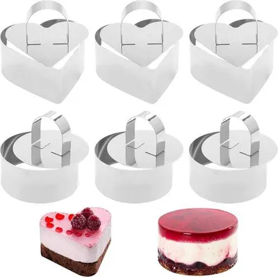 Produktbild von 6 Stück Dessertringe, 8 cm Edelstahl-Servierringe mit Pessheffer, Edelstahl-Dessertringe-Set für n