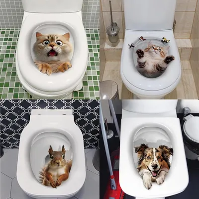 Produktbild von Set mit 4 niedlichen Tier-Toilettenaufklebern