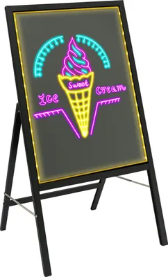 Zdjęcie produktu dla Tablica informacyjna LED 50 x 70 cm, czarna, stojąca tablica menu