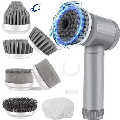 Image de Brosse rotative électrique, 30 x 12,7 x 12,7 cm, batterie rechargeable, 300 tr/min, plastique, convient à différentes surfaces à nettoyer