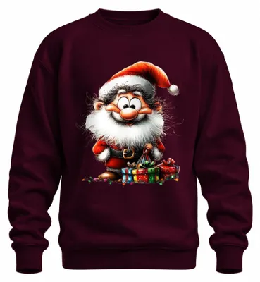 Obrázek produktu pro Dárek pro otce Vánoc s vousy Cartoon Funny Christmas Cute Uni mikina, vínová, XXL