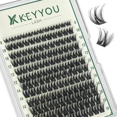 Produktbild von Dicke Wimpern-Extensions mit 144Pcs, D-Curl-Wimpern-Cluster für Volumen und natürliche DIY-Wimpernverlängerung zu Hause