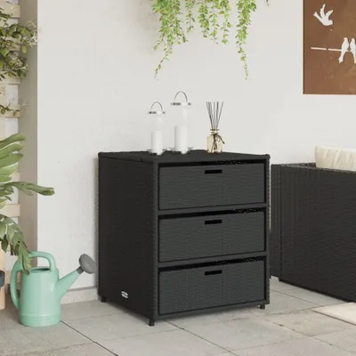 Produktbild von " "Gartenschrank/Gerätehaus - CLORIS - Geräteschuppen - Schwarz 55x59x69 cm Poly Rattan NeuMöbel 3423049