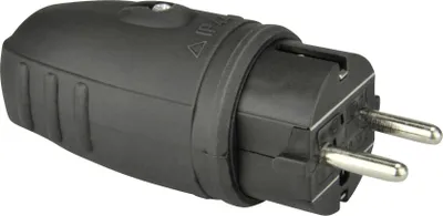 Produktbild von Schutzkontakt-Stecker Gummi PVC-Ein IP44, mit Knickschutz, schwarz
