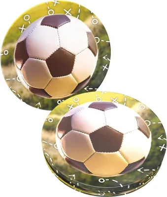Produktbild von Fußball Teller Realistisch – 8er-Pack, Ø 23 cm, Pappteller für sportliche Partys
