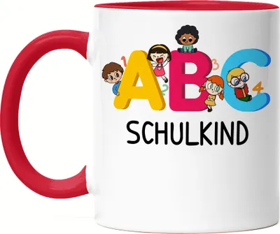 Produktbild von ABC Schulkind Tasse Rot Einschulungsgeschenk 1. Klasse Grundschule Geschenkidee