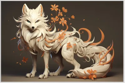 Produktbild von Wallario Wandbild Magischer Fuchs mit floralen Details, Größe: 61 x 91,50 cm, Poster mit weißem Aluminiumrahmen