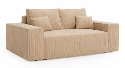 Productafbeelding van ANMIL Sofa LAGOS Small, 188 × 94 x 104 cm – Slaapbank met opbergruimte, corduroy stof in crème kleur