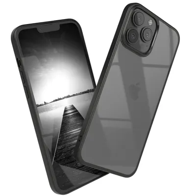 Produktbild von EAZY CASE Clear Hybrid Bumper Hülle für Apple iPhone 13 Pro Max, Handyhülle stoßfest mit Kameraschutz, Handycase dünn in Schwarz