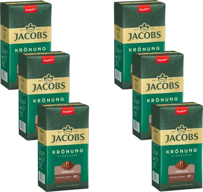 Produktbild von JACOBS Filterkaffee Krönung Kräftig Pulver-Kaffee Röstkaffee gemahlen 6 x 500 g