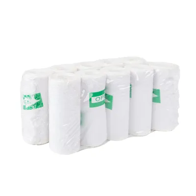 Produktbild von Thermorolle selbstklebend für Drukuś – 10 Stück – Ersatzrolle für Mini Thermodrucker – Weiß – Klebeetiketten
