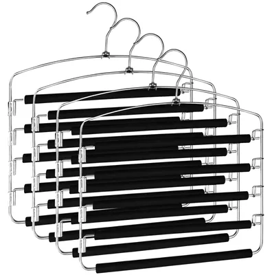 4 Hosenbügel aus Metall, 5-fach, Antirutsch, für Schals & Tücher