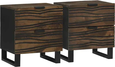 Image de Table de chevet 2 pcs Noyer 40 x 33 x 46 cm Bois d'ingénierie
