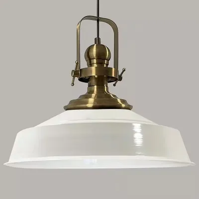 Produktbild von Pendelleuchte Metall Ø41 cm, Weiß innen weiß, E27, Vintage Lampe
