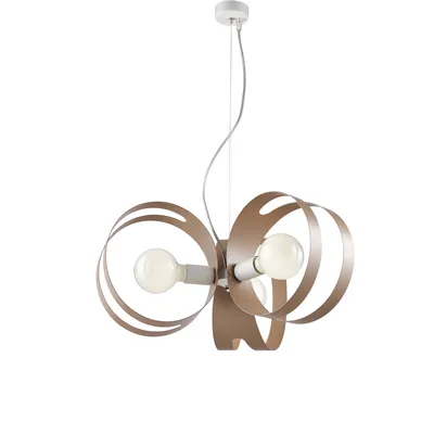 Zdjęcie produktu dla Peter lampa wisząca z białego lakierowanego żelaza, laserowo cięte paski w kolorze gołębim, regulowany kabel, 3 światła, Ø48 cm