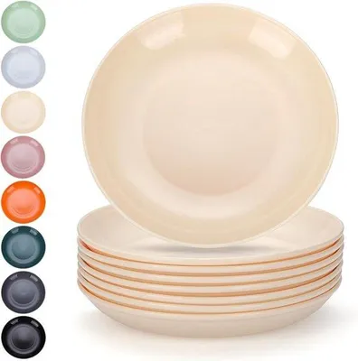 Productafbeelding van Famanu Kunststof borden set, 8 stuks, 24 cm - Wit