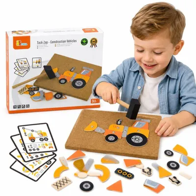 Image de Viga Jouet à clouer en bois Véhicules de construction 45 pièces Montessori