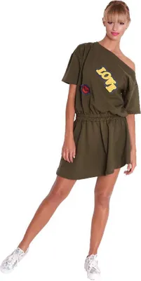 Produktbild von Damen Kleid Asymmetrisch Minikleid Sommer-Kleid S/M; Khaki