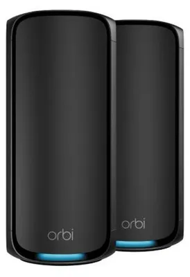 Image de NETGEAR Orbi 970 Series Quad-Band WiFi 7, 2-Pack, Noir, Intérieur, Satellite réseau, Quad-band (2.4 GHz / 5 GHz-1 / 5 GHz-2 / 6 GHz), Wi-Fi 6 (802.11ax), 11530 Mbit/s