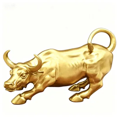 Messing Stier Statue, gold, 28x13x16 cm, Tischdekoration