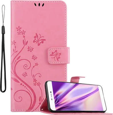 Produktbild von Cadorabo Hülle für Huawei P8 Schutz Hülle in Rosa Schutzhülle Handy Hülle Etui Case Blumen Flower
