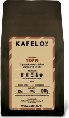 Produktbild von KAFELOV | Kaffeebohnen TOFFI - 1000g - Aromatische Mischung - 100% Arabica - Karamellgeschmack