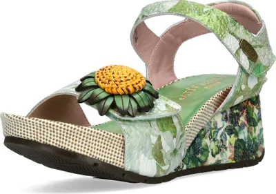Produktbild von Laura Vita Damen Sandalette Leder mit Blumenmuster und Keilabsatz Barry 36, Größe:41 EU, Farbe:Mehrfarbig