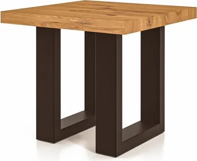 Produktbild von Beistelltisch Leeds aus Wildeiche massiv 50x50x45 mit Metallfußgestell Schwarz