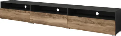 Zdjęcie produktu dla Szafka RTV BAROS 270cm orzech/czarna stojąca/wisząca