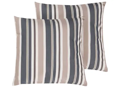 Obrázek produktu pro BELIANI Sada 2 venkovních polštářů pruhované modro-béžové 40 x 40 cm na zip moderní