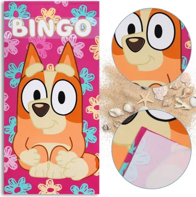 Obrázek produktu pro Bluey Bingo RYCHLESCHNOUCÍ plážová osuška, dětská osuška z MIKROVLÁKNA 70x140 cm OEKO-TEX