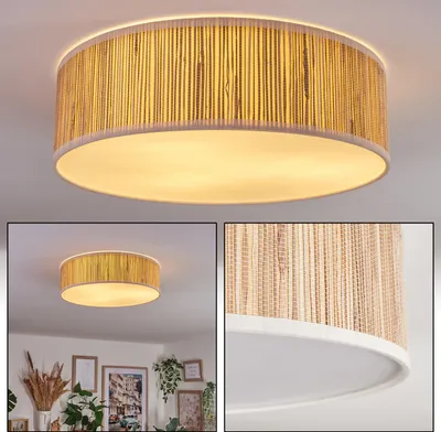 Produktbild von Mels Deckenlampe a. Metall/Binsenstroh/Stoff/Kunststoff in Natur/Beige/Weiß