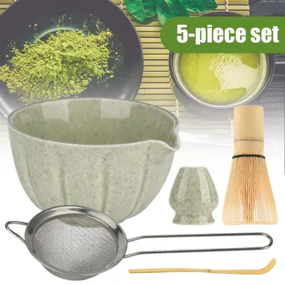 Obrázek produktu pro Sada na přípravu matcha čaje - miska na matcha - držák na metličku - lžička - sítko - keramika - dárek