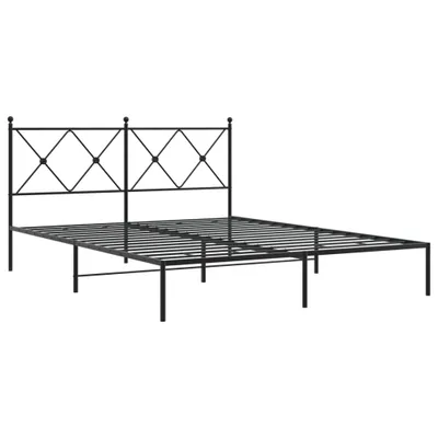 Zdjęcie produktu dla Metalowa rama łóżka z wezgłowiem, czarna, 160x200 cm