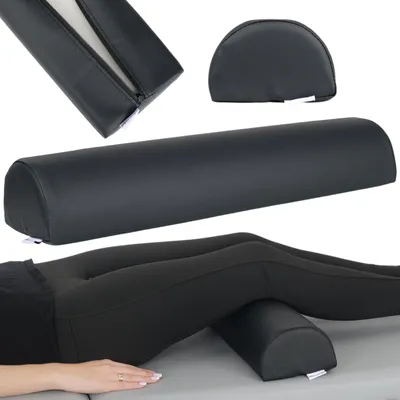 Produktbild von Habys Lagerungsrolle Halbrund, Knierolle Lagerungsrolle, Nackenrolle, Lagerungskissen für Massage und Therapie, Kniehalbrolle, Größe:60x15x10cm Schwarz
