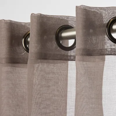 Produktbild von Fertiggardine Ösengardine einfarbig Voile Struktur braun 135x260cm