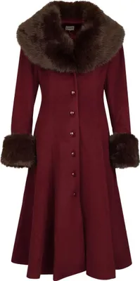 Produktbild von Banned Retro Mantel Damen Martha Fake Fur Coat rot/braun L