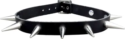 Produktbild von Lederhalsband mit Killernieten 1-reihig - Choker - Gothic Punk Halsband aus Leder schwarz