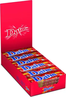 A display box filled with Daim chocolate bars.