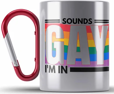 Produktbild von Trendation - LGBT Edelstahl Tasse Karabiner Geschenk für Schwule Lesben Transgender Sounds Gay Im In Regenbogen Lustige Grafik Regenbogen (Rot)
