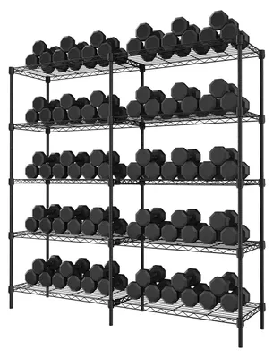 Produktbild von Metallregal Drahtregal - 5 Ebenen Lagerregal - Schwerlast Stahlrahmen - Standmodell - Nicht klappbar - 150×150×35 cm - Für Garage, Küche, Abstellraum - Schwarz