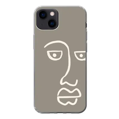 Produktbild von MuchoWow® Handyhülle Schutzhülle Hülle für iPhone 13 Gesicht - Abstrakt - Strichzeichnung Silikon Softcase Handy Hülle - Karteninhaber