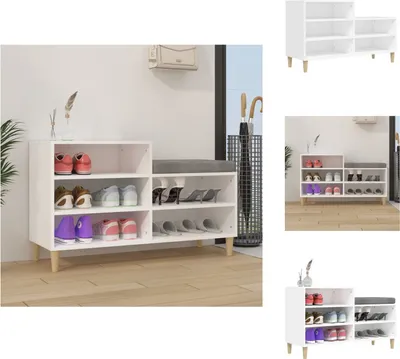 Immagine prodotto di vidaXL Scarpiera bianca 102x36x60 cm in legno - Portascarpe e armadietti