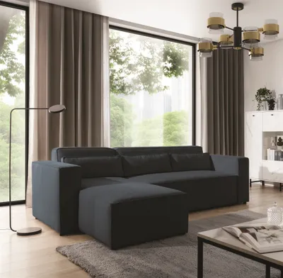 Produktbild von Ecksofa Schlafsofa WALDO Stoff Brooklyn Meeresblau Ottomane Links