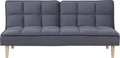 Produktbild von BELIANI 3-Sitzer Sofa Dunkelgrau Stoffbezug Gesteppt mit Schlaffunktion Hellen Hohen Holzbeinen Klassisches Design Schlafsofa Stoffsofa Klappsofa