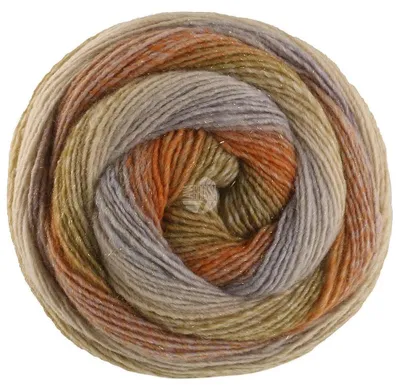 Immagine prodotto di Lana Grossa GOMITOLO GALA 200 g filato di stoppino in sfumatura di colore con effetto Polyester 700 m colore 4028 - sabbia/grigio beige/ruggine/arancione/verde arancione/khaki/verde canna