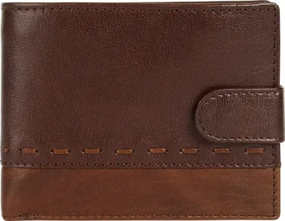 Produktbild von Herren Geldbörse aus echtem Rindleder, braun, mit Münzfach, Karten- und Banknotenfächern, 9x11 cm