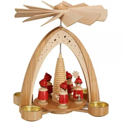 Produktbild von Tischpyramide Kurrende rot mit Teelichter BxHxT 21,5x28x21,5 cm NEU